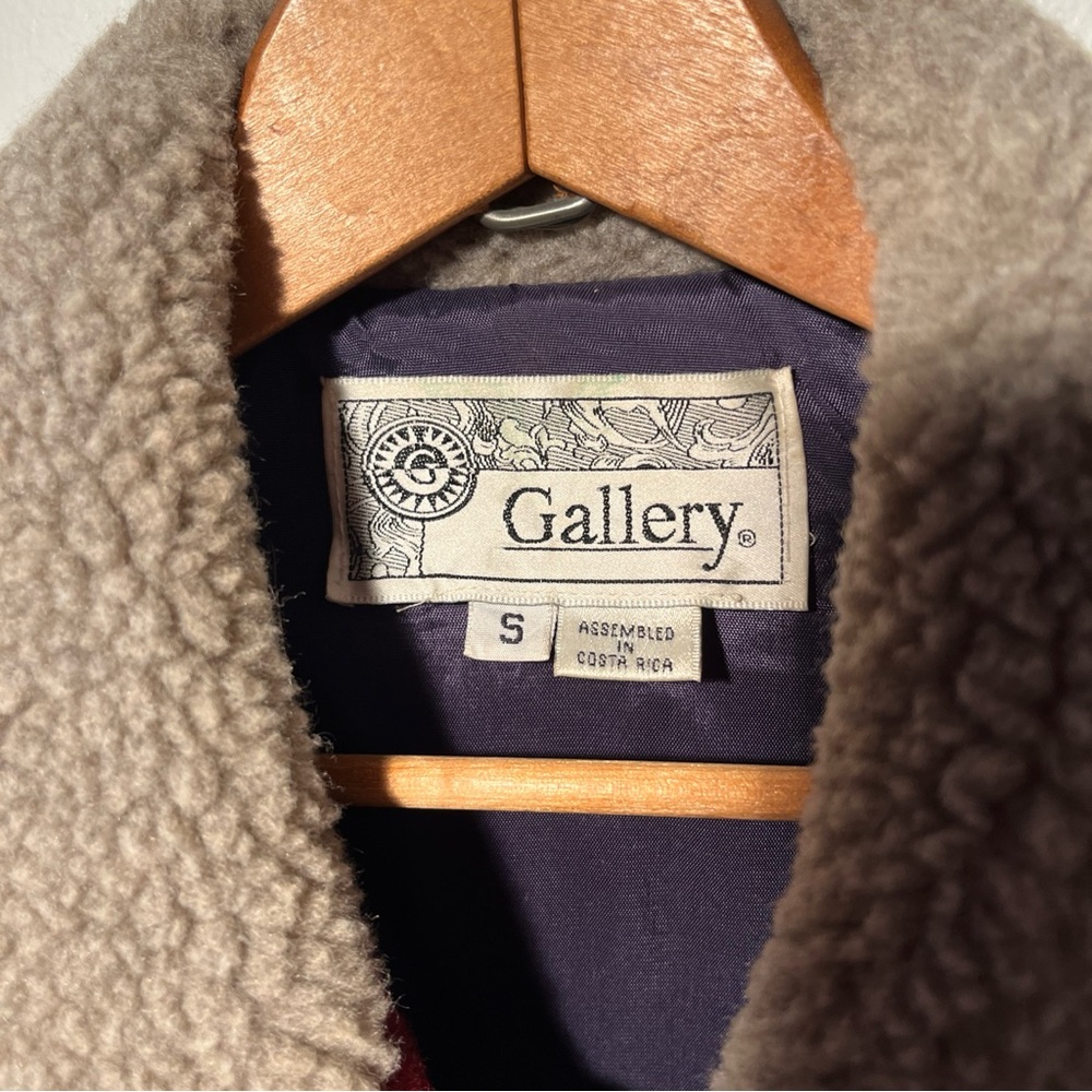 Vintage Rue Grenelle wool coat holiday winter Christmas grey cozy retro fleece S - Picture 10 of 13